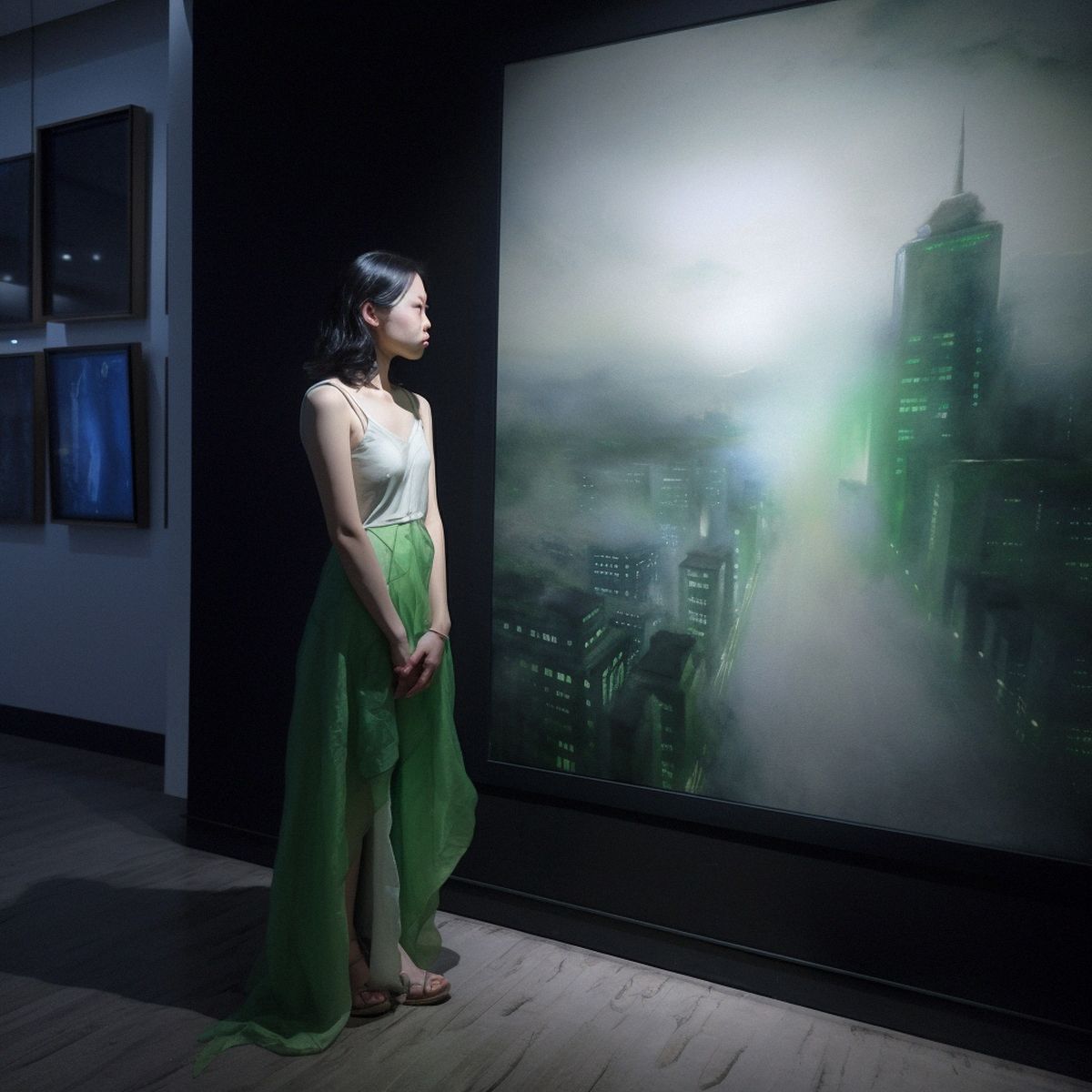 An bandoned giantess at a Chen Yifeis dull solo show at n