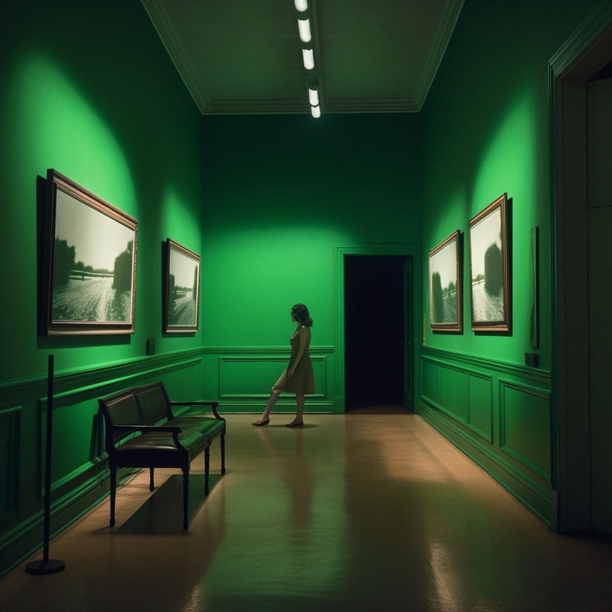 Two legs abandoned at a New York art gallery at night. Gr