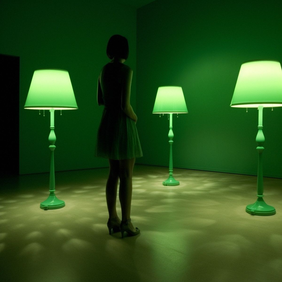 Two legs abandoned at a Yayoi Kusamass dull solo show at