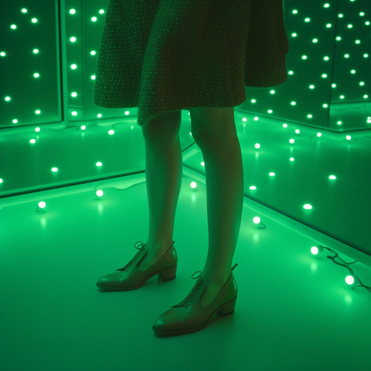 Two legs abandoned at a Yayoi Kusamass dull solo show at