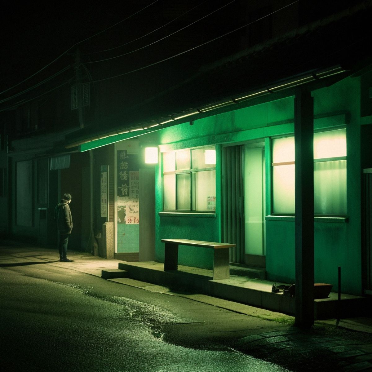 Two legs abandoned at a old Japanese district at night. G