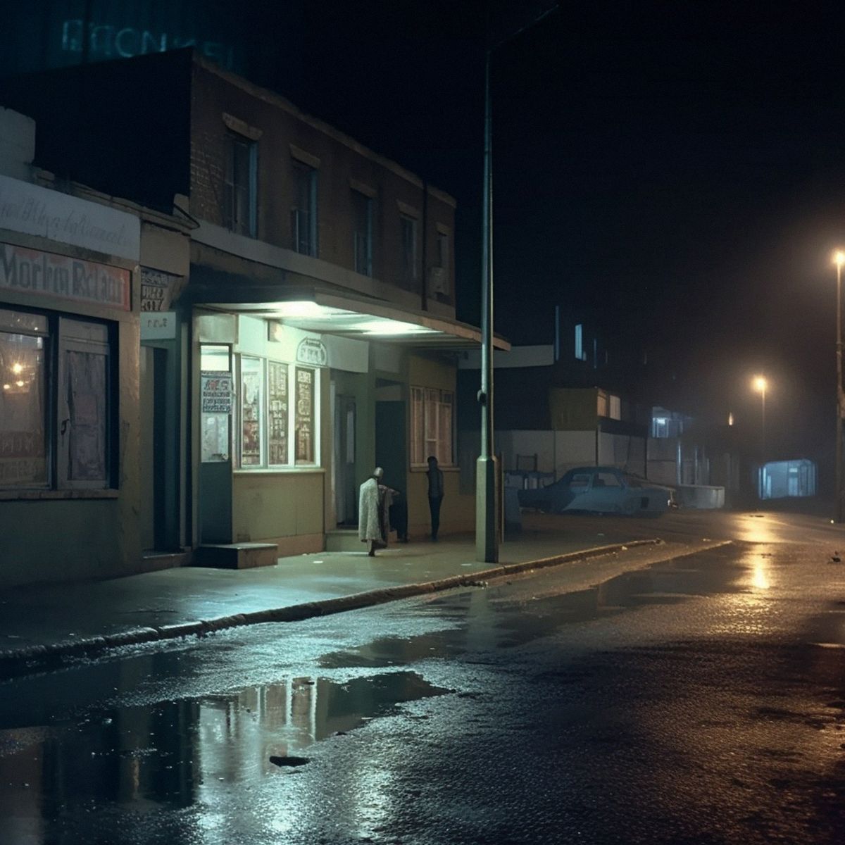 Two legs abandoned in an African city at night. Pale ligh
