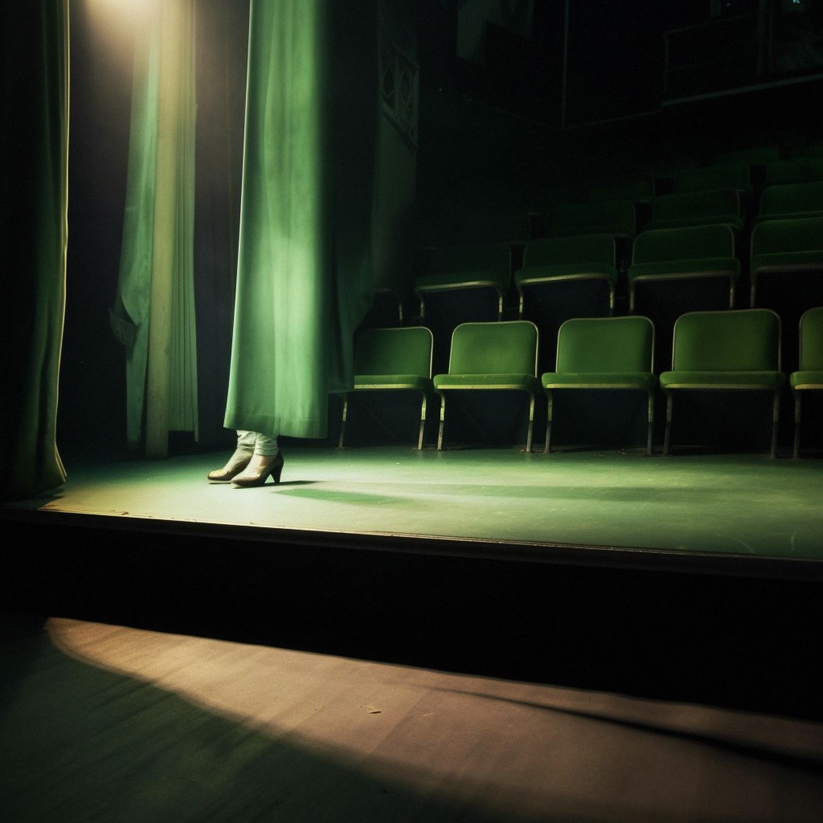 Two legs abandoned on the old stage at night. Green pale  74c99323-75b5-4120-accf-6606405b5d37-1 result.jpg